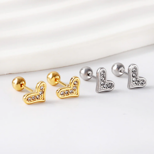 Gleam Heart Studs ~ Waterproof