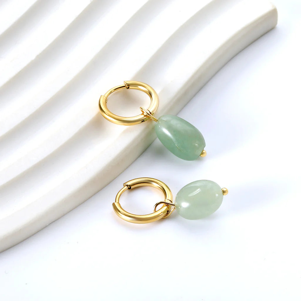 Seafoam Glint Hoops ~ Waterproof