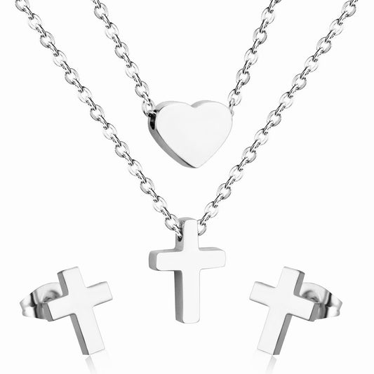 Cross Current Necklace & Earrings Set ~ Waterproof