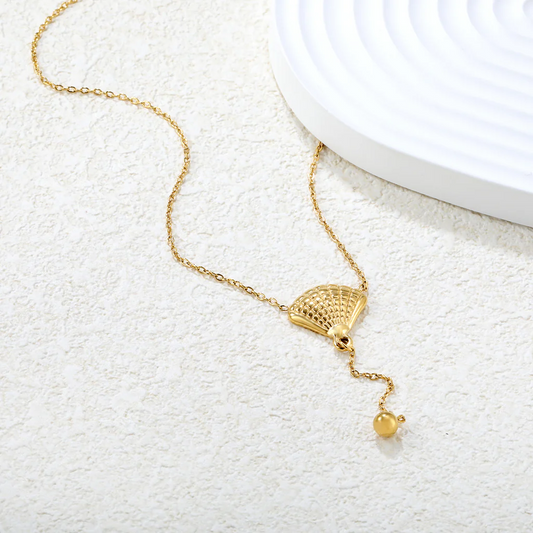 Golden Fanfall Necklace ~ Waterproof