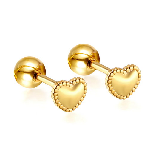 Beaded Heart Studs ~ Waterproof