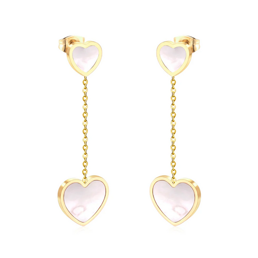 Seaglass Heart Earrings ~ Waterproof