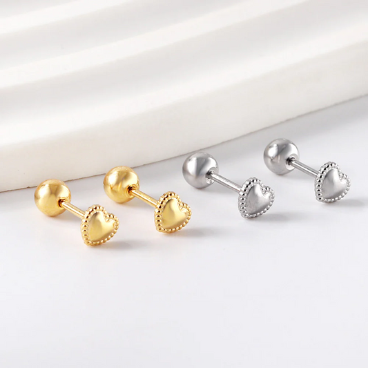 Beaded Heart Studs ~ Waterproof