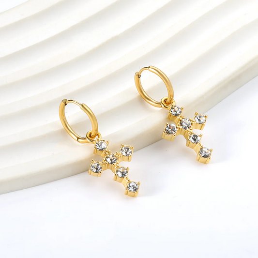 Grace Cross Earrings ~ Waterproof