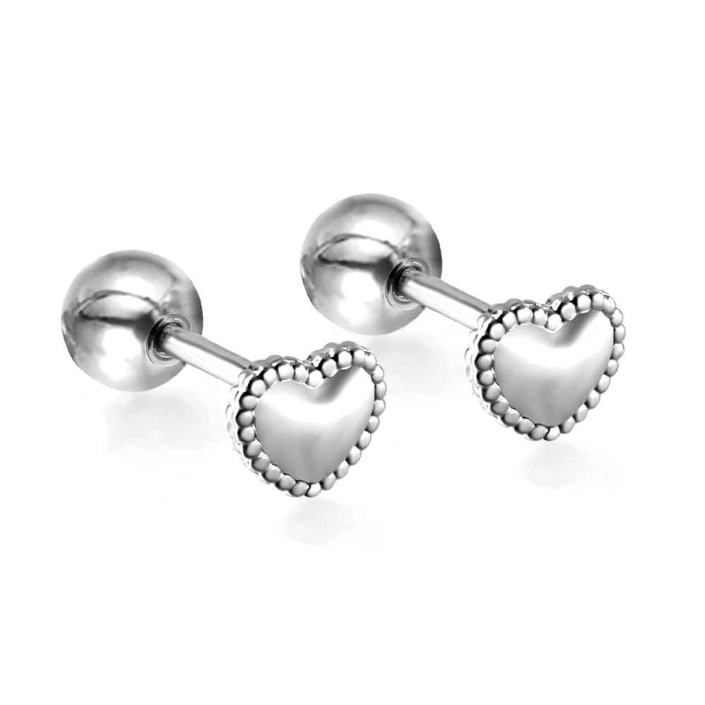 Beaded Heart Studs ~ Waterproof