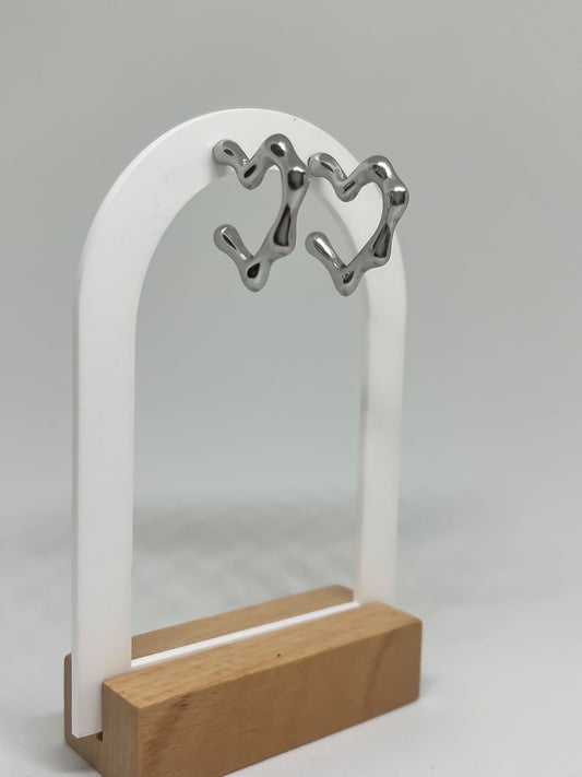 Charity Heart Earrings - Silver ~ Waterproof