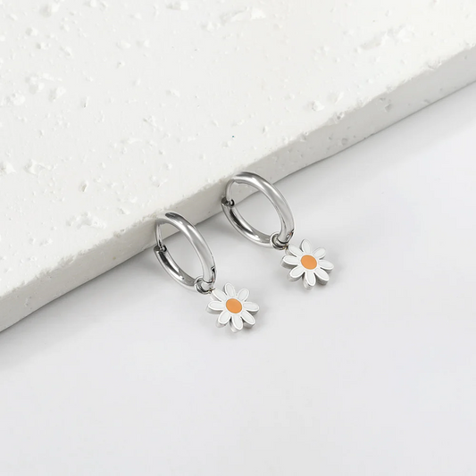 Petal Charm Mini Hoops ~ Waterproof