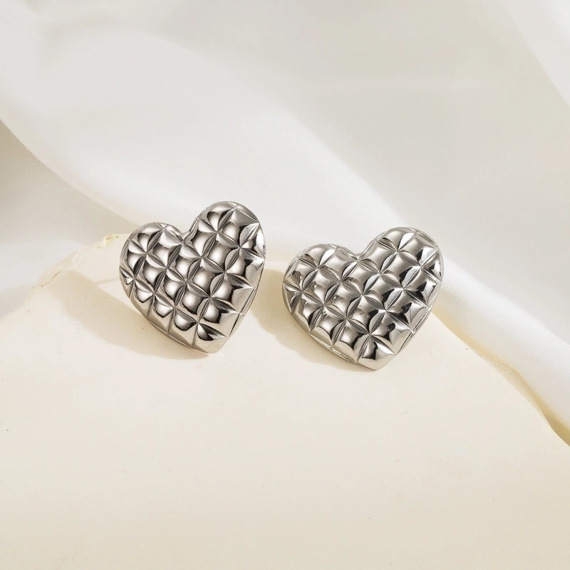 Monaco Heart Earrings - Silver ~ Waterproof