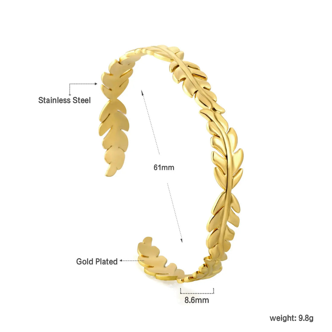 Olympia Leaf Bangle ~ Waterproof