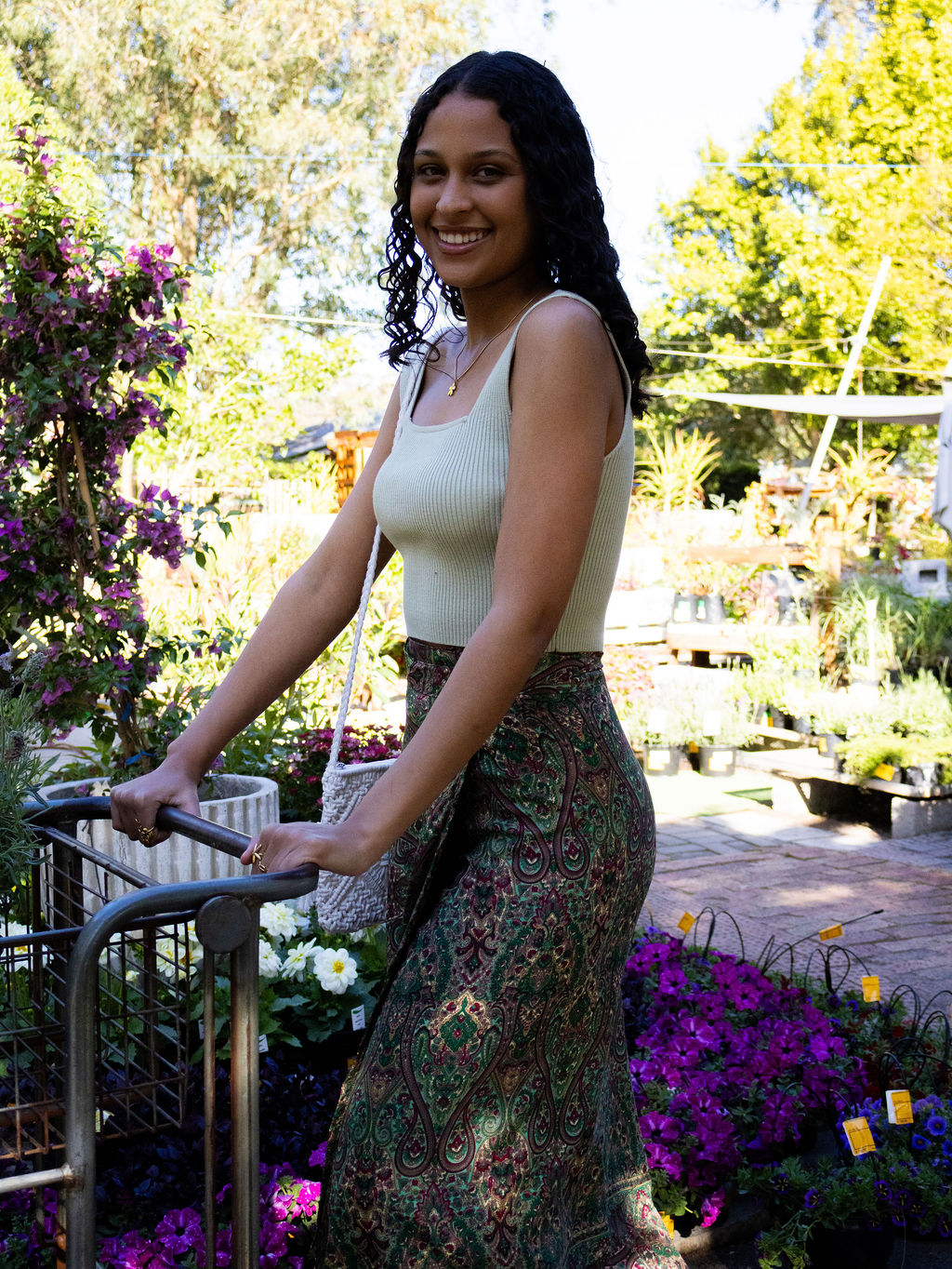Sundown Wrap Skirt ~ Olive Bloom