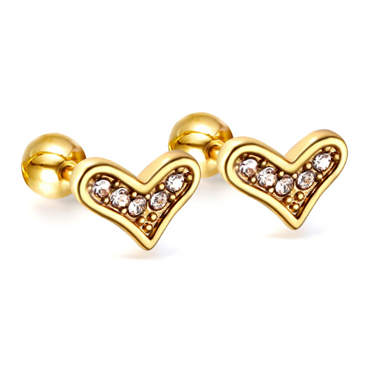 Gleam Heart Studs ~ Waterproof