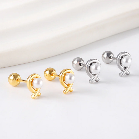 Infinity Pearl Studs ~ Waterproof
