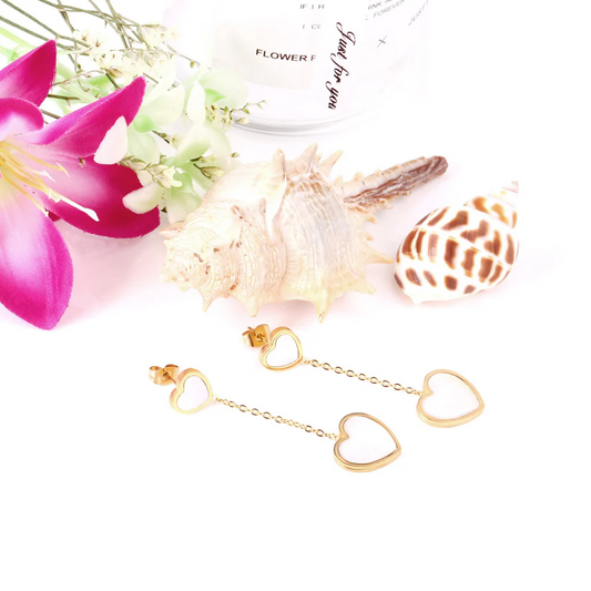 Seaglass Heart Earrings ~ Waterproof