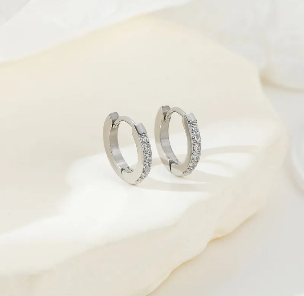Sculpted Current Diamante Hoops ~ Waterproof