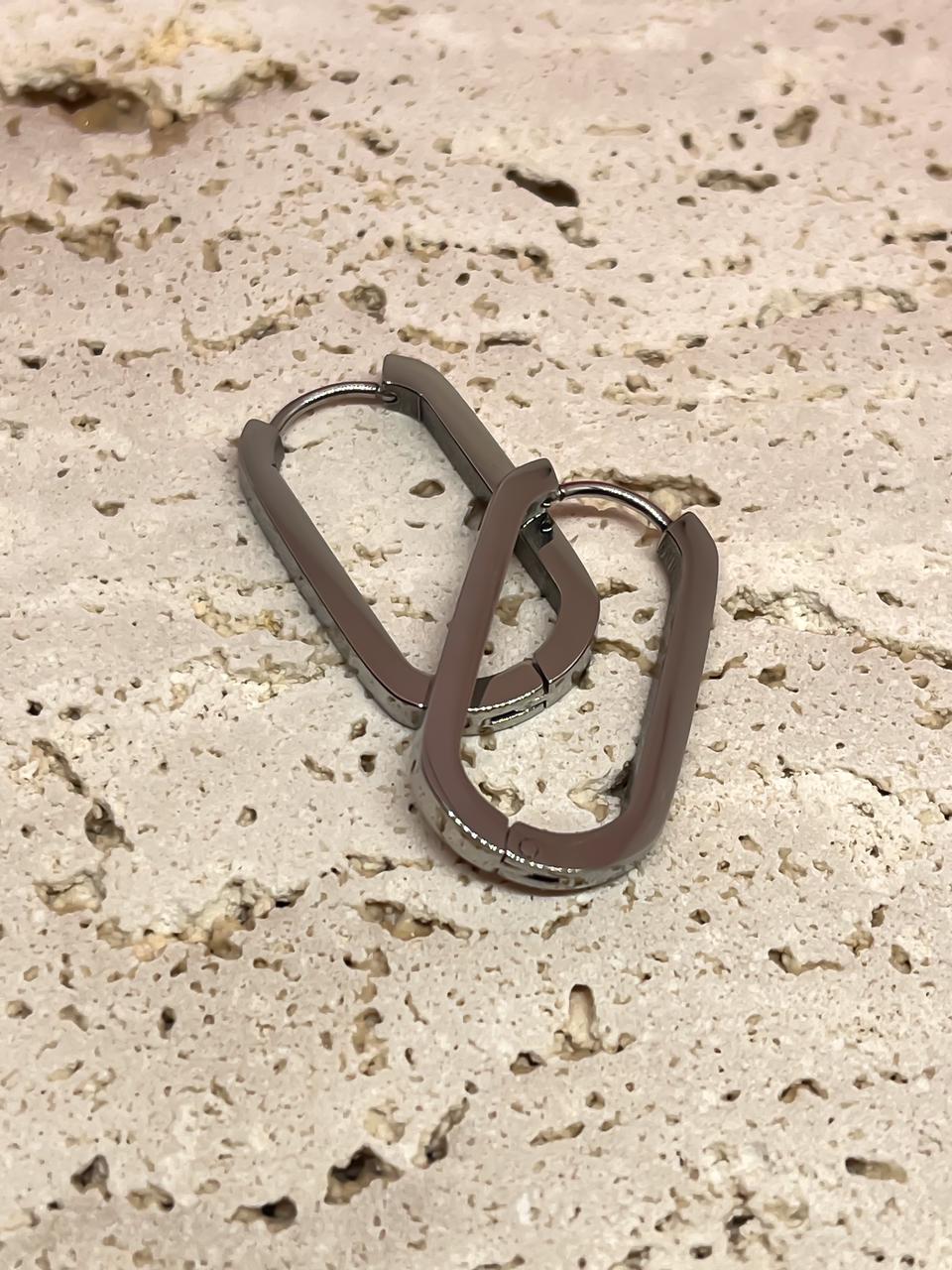 Sonya Silver Oval Hoops ~ Waterproof