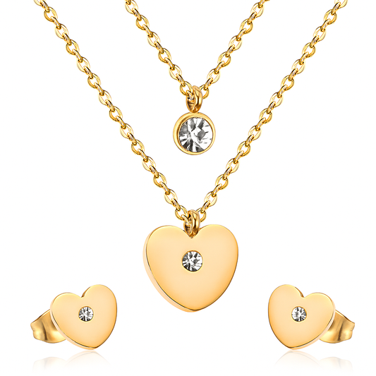 Mini Amour Necklace & Earrings Set ~ Waterproof