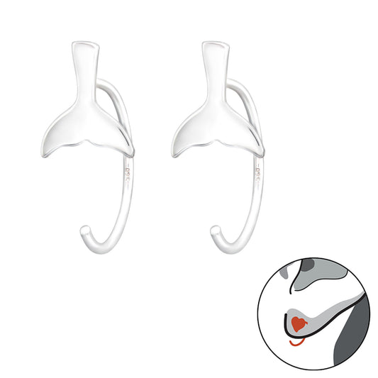 Baby Whale's Tail 925 Silver Ear Huggers