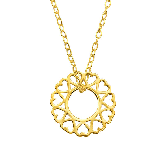 Circle of Hearts Gold Plated 925 Silver Necklace