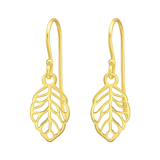 Laser Leaf 925 Silver Dangle Earrings