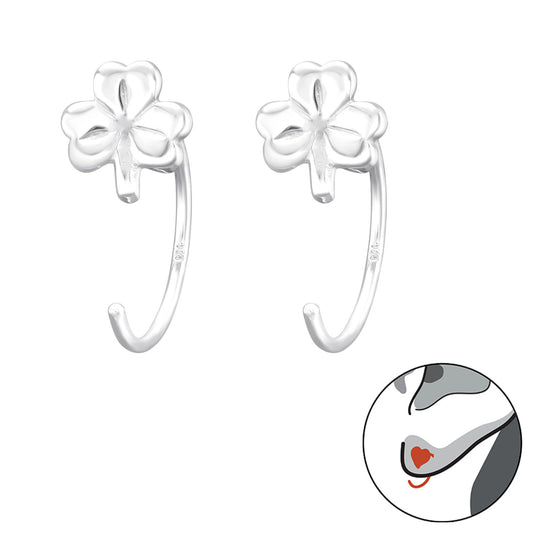 Three-Leaf-Clover 925 Silver Ear Huggers