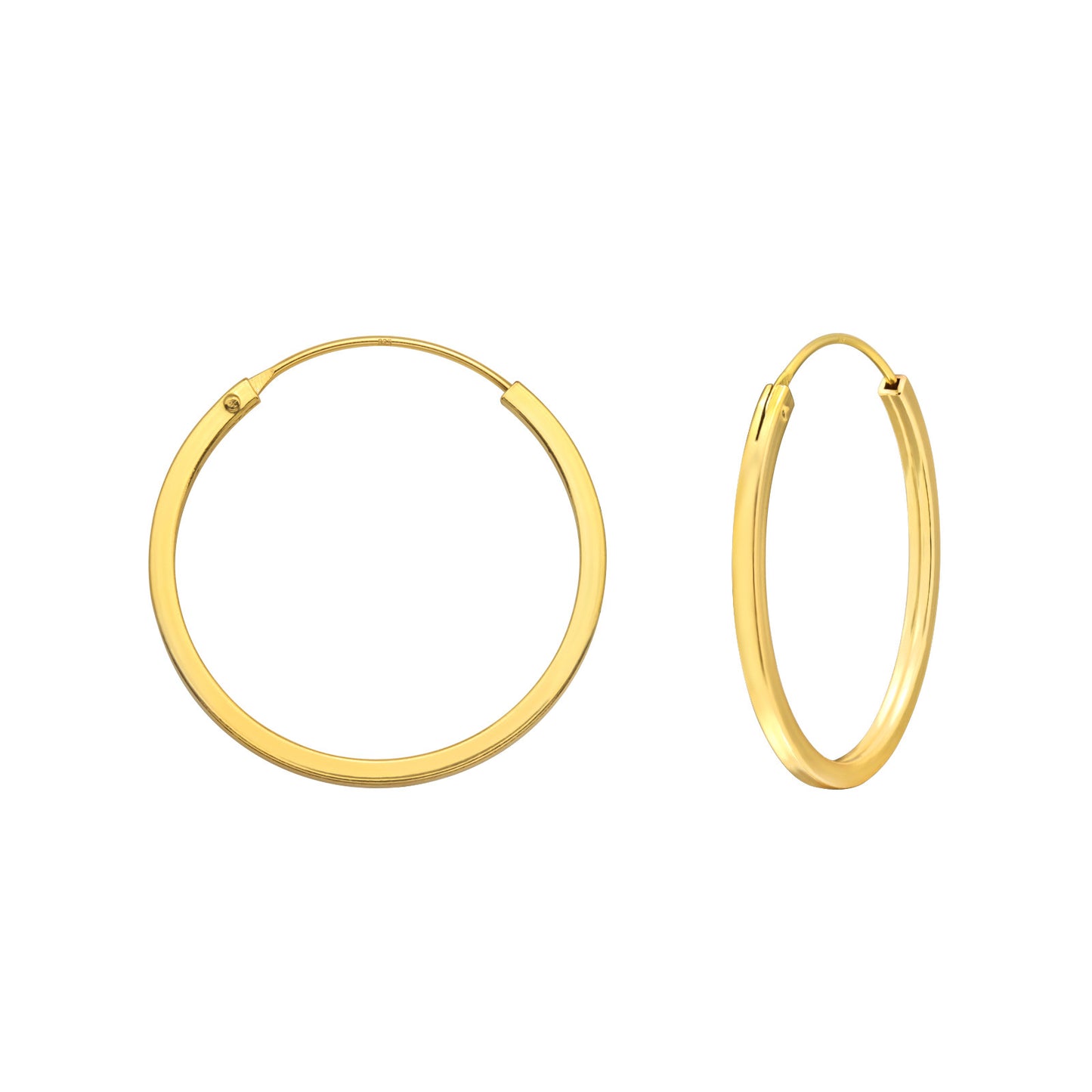 Jade Gold Plated 925 Silver Hoops (25mm)