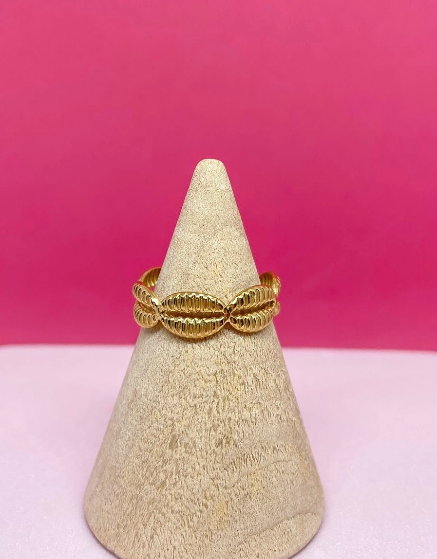 Cowrie Gold Adjustable Ring