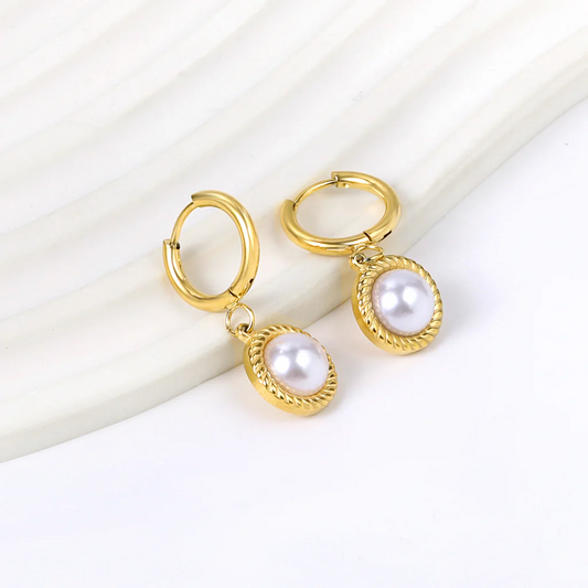 Pearl Crest Earrings ~ Waterproof