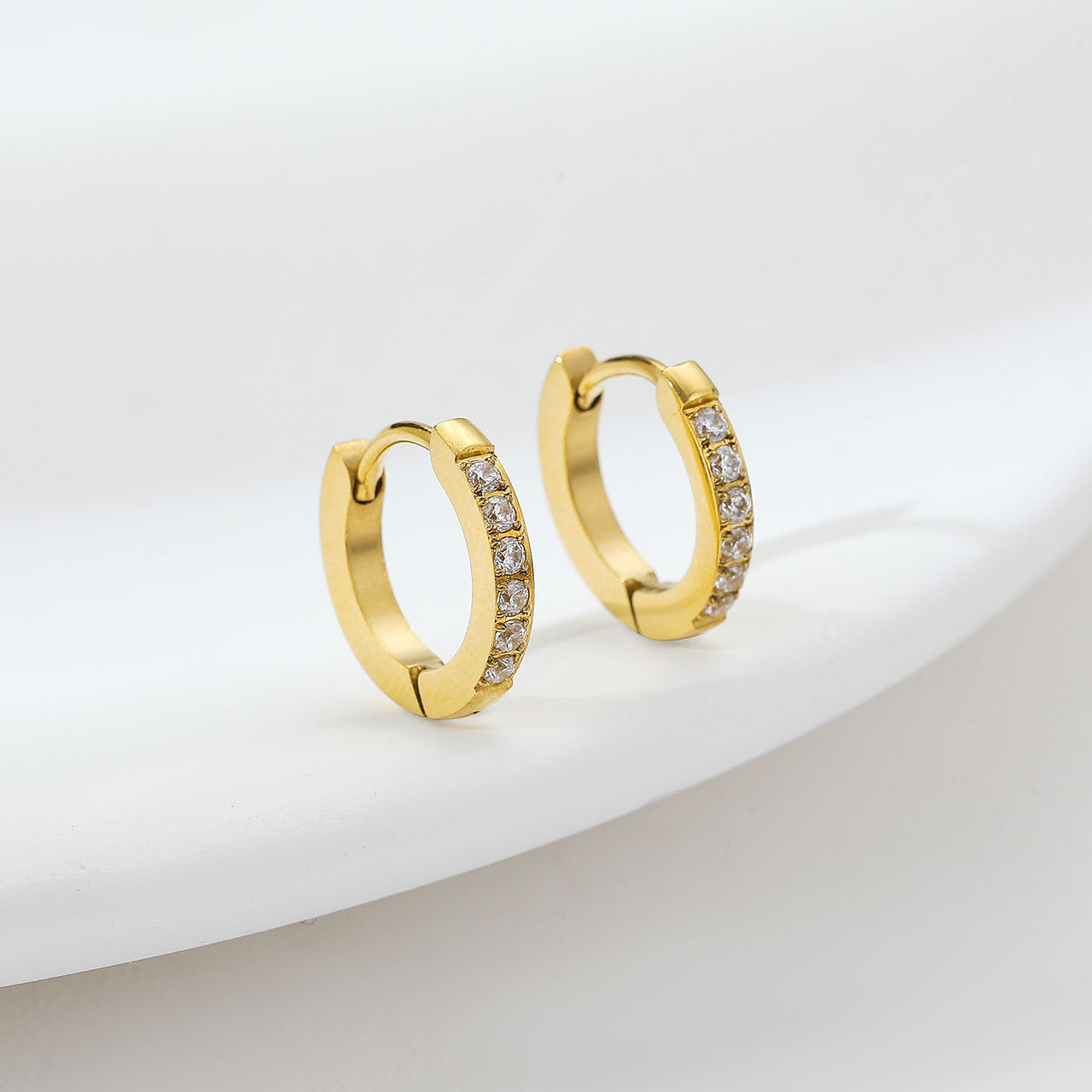 Sculpted Current Diamante Hoops ~ Waterproof