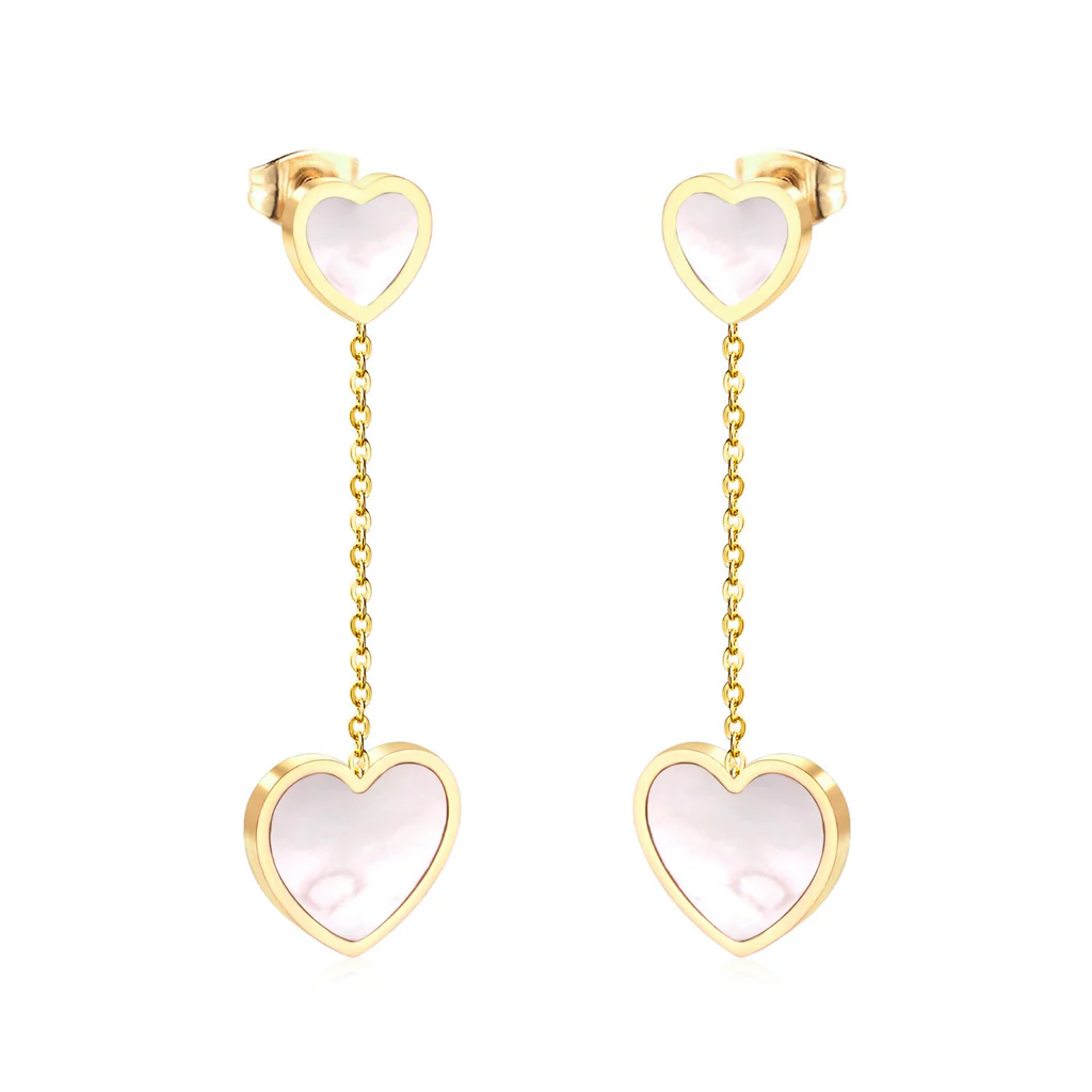 Seaglass Heart Earrings ~ Waterproof