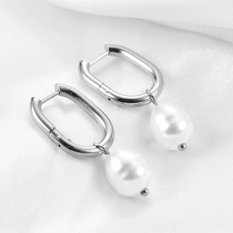 Portofino Pearl Earrings - Silver ~ Waterproof