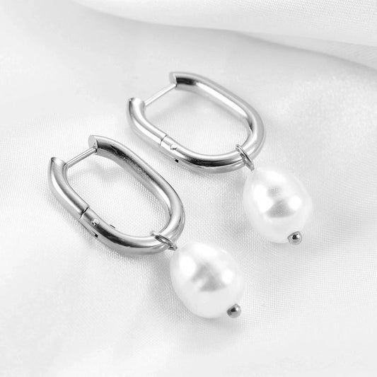 Portofino Pearl Earrings - Silver ~ Waterproof