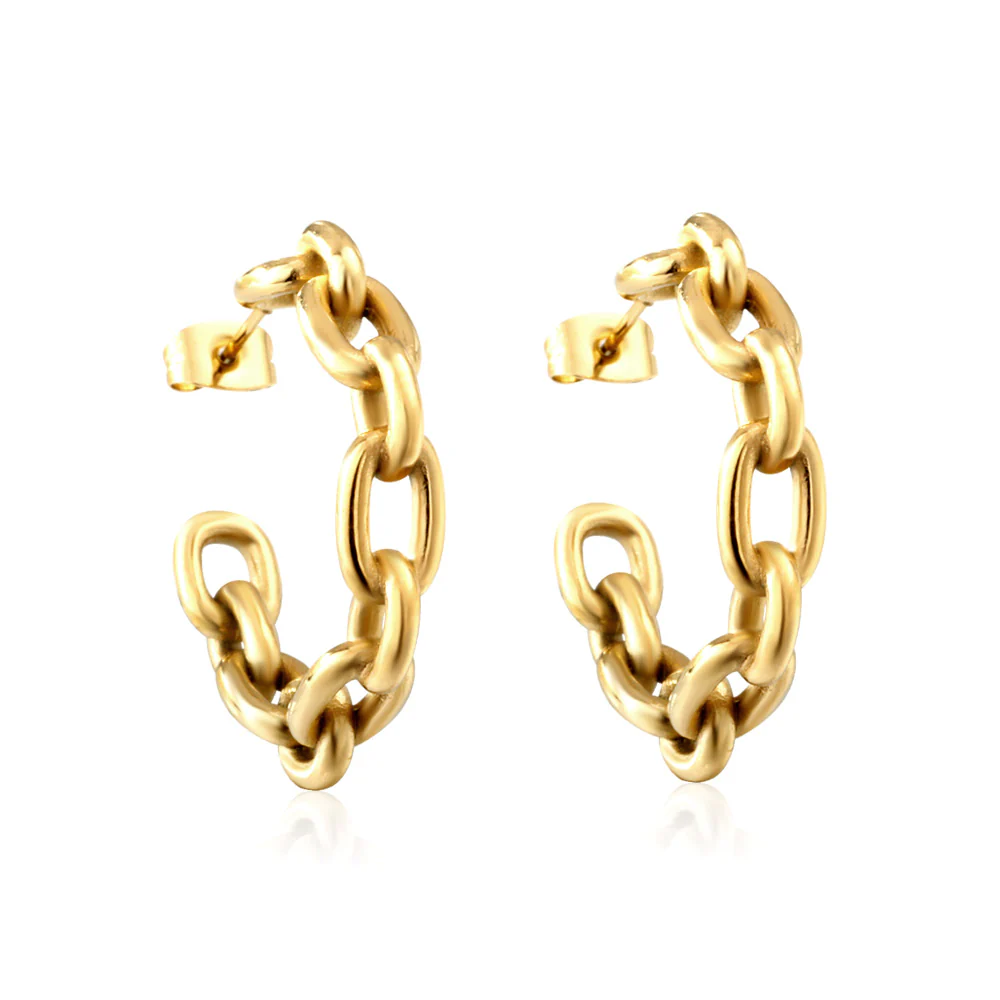 Anchor Link Hoops ~ Water and Tarnish Resistant