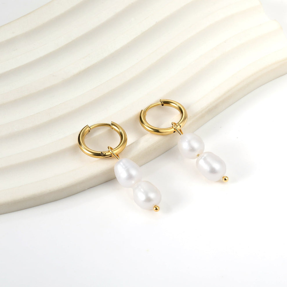 Duo Pearl Earrings ~ Waterproof