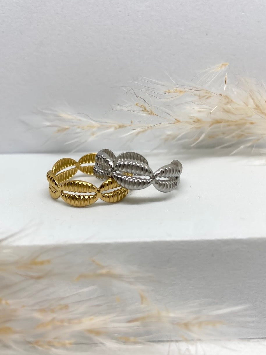 Cowrie Gold Adjustable Ring