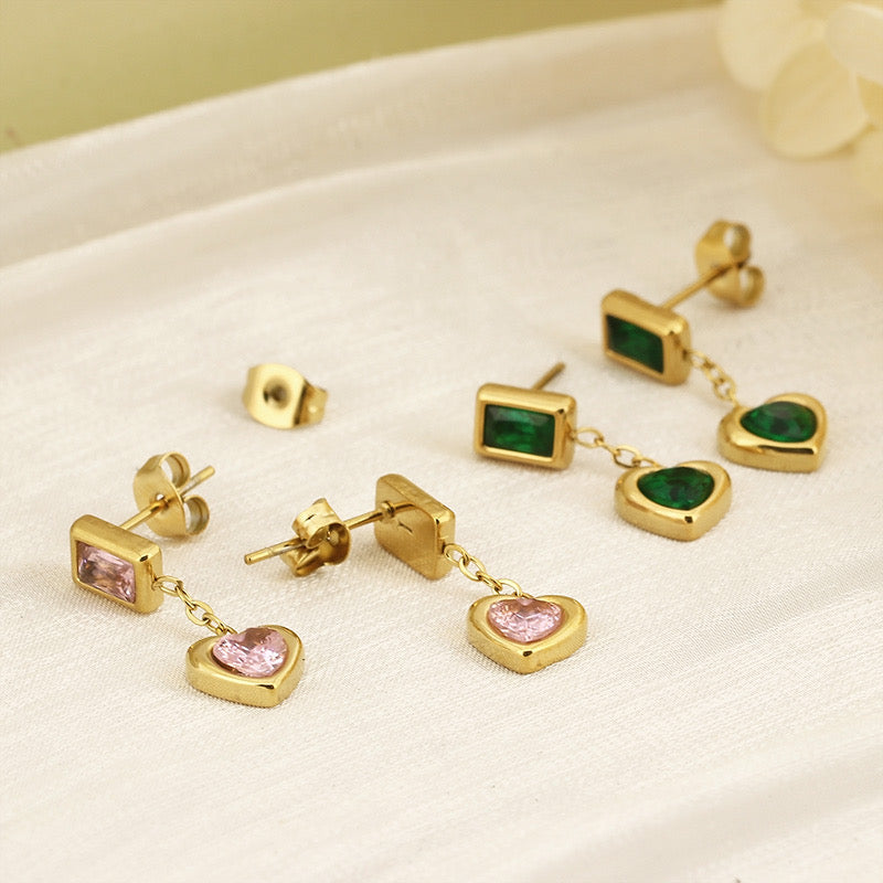 Dear Heart Drop Earrings ~ Waterproof
