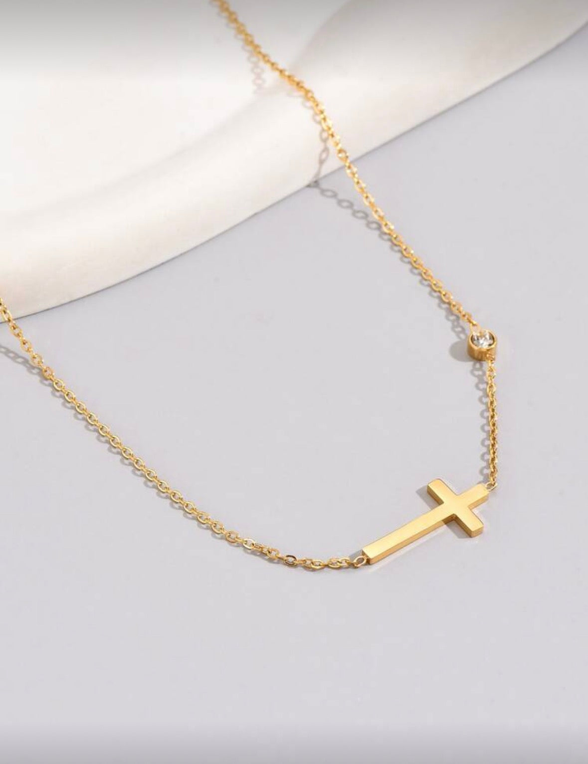 Crystal Cross Necklace ~ Waterproof