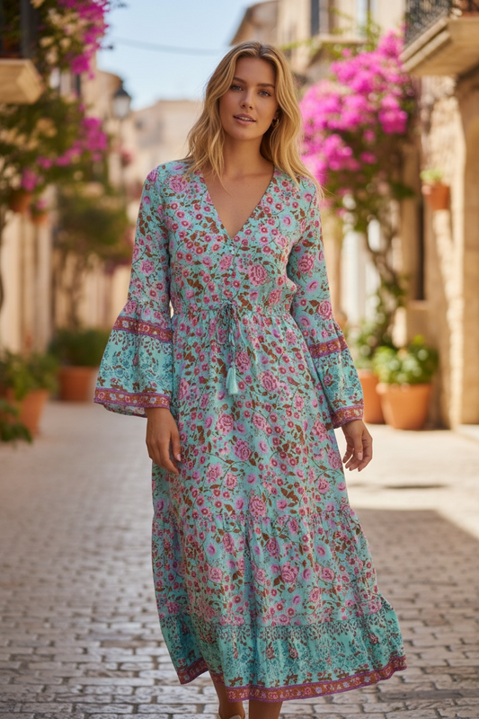 Aqua Rose Dress