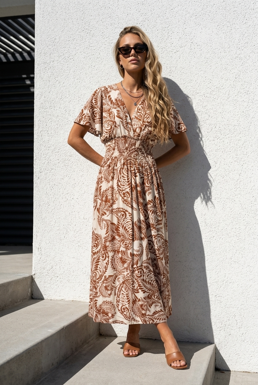 Ensley Dress ~ Palm Oasis