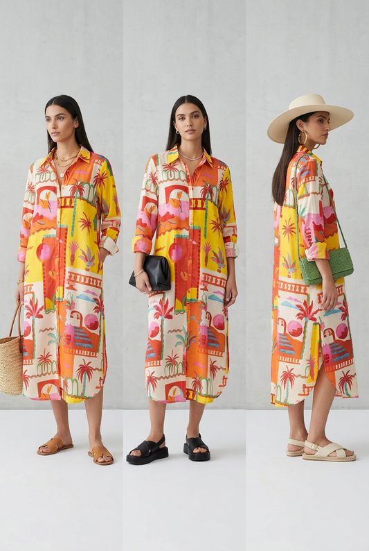 Sunset Market Shirt Dress