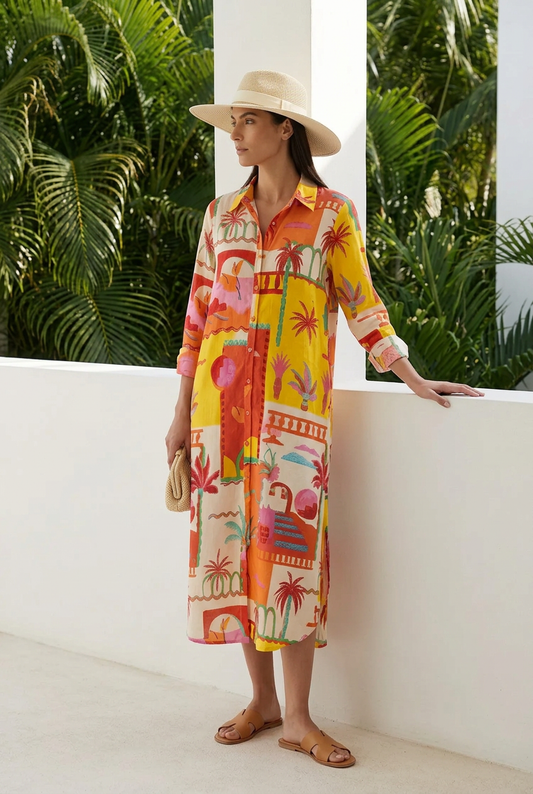 Sunset Market Shirt Dress