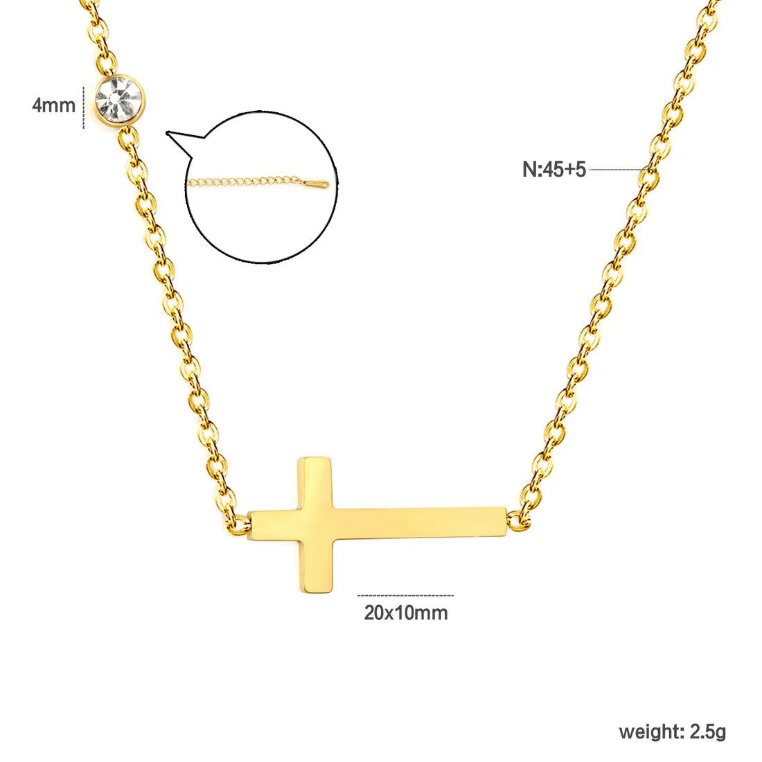 Crystal Cross Necklace ~ Waterproof