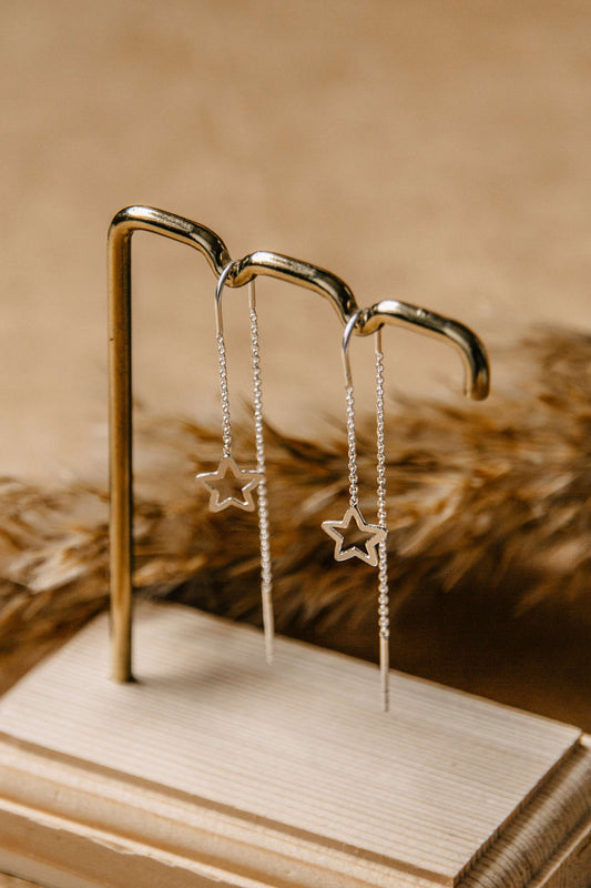 Star Threader Earrings ~ 925 Silver