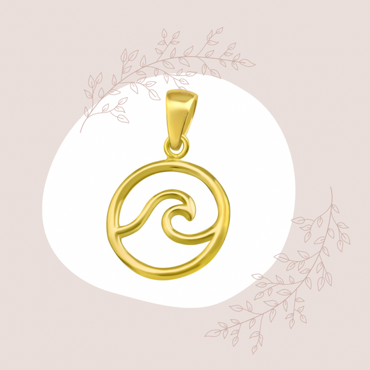 Oceaniva Gold Plated 925 Silver Wave Pendant