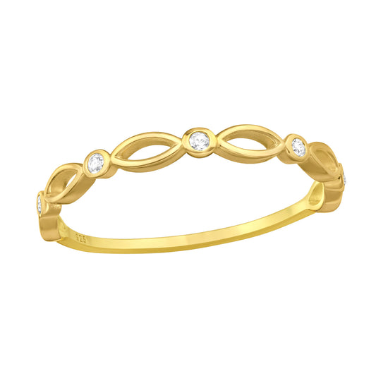 Gemima CZ Gold Plated 925 Silver Ring