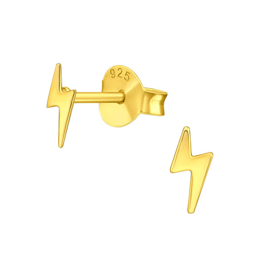 Lightning Gold Plated 925 Silver Studs