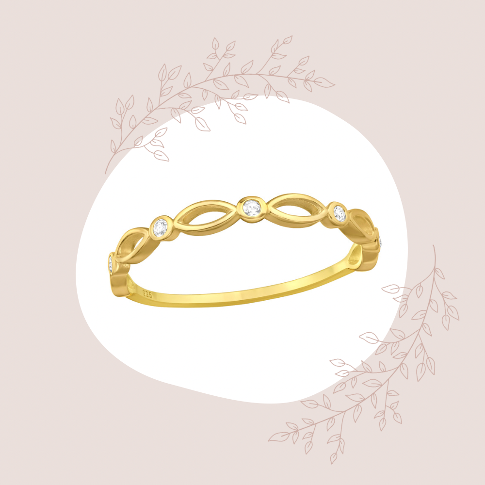 Gemima CZ Gold Plated 925 Silver Ring