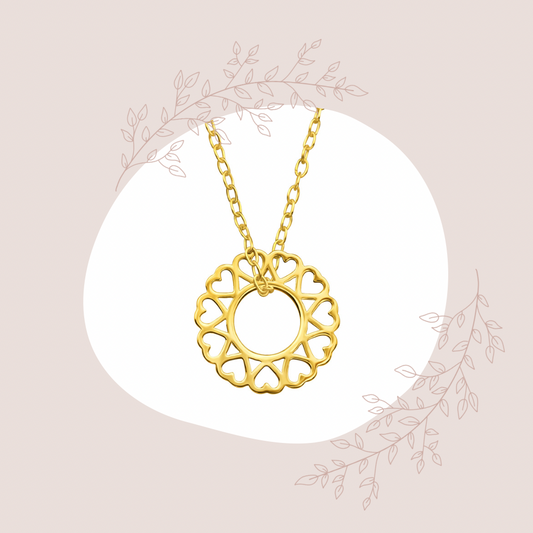 Circle of Hearts Gold Plated 925 Silver Necklace
