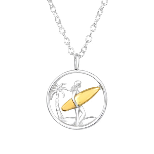 Surfer Girl 925 Silver Necklace