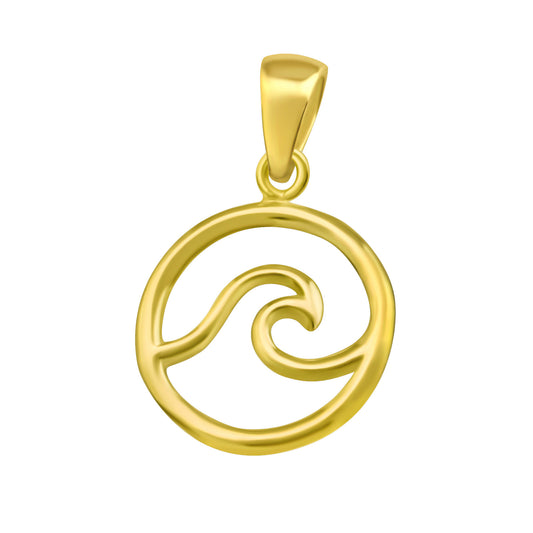 Oceaniva Gold Plated 925 Silver Wave Pendant