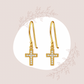 CZ Gold Cross 925 Silver Earrings